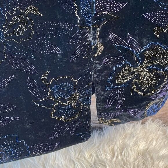 SCARLETT NITE Women’s  Black Velvet Metallic Floral Print Cocktail Dress - Picture 8 of 11